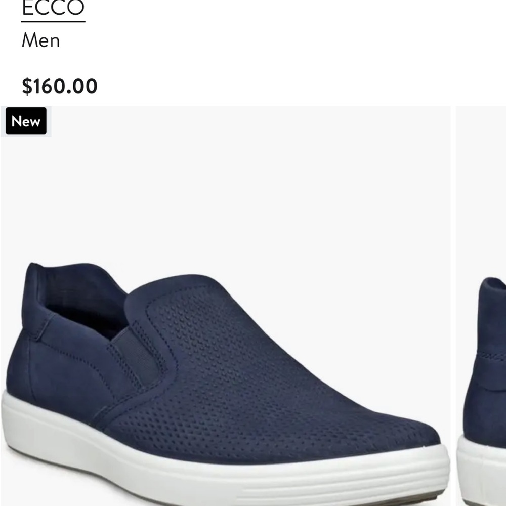 Ecco Men's Navy Slip-On Perforated Leather Loafer